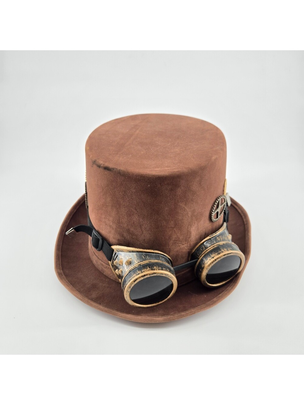 Steampunk Top Hat Brown Gear Goggles Victorian Cosplay Costume Festival